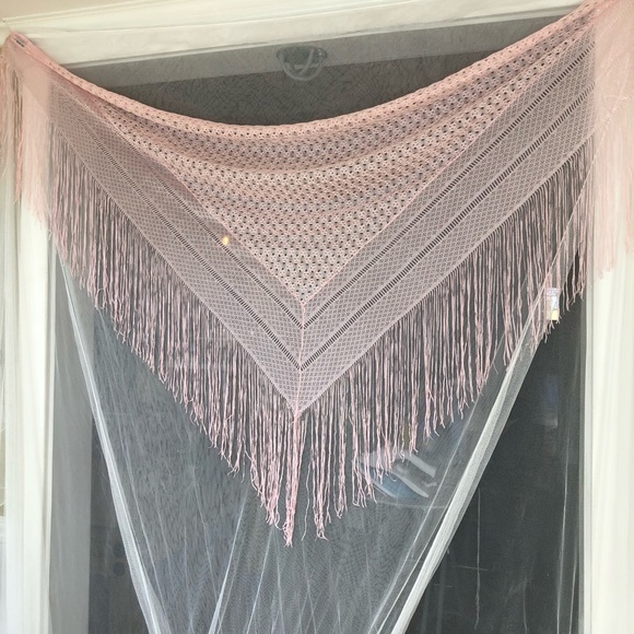 Vintage Festival Shawl Boho Fringe Pink - Picture 7 of 8